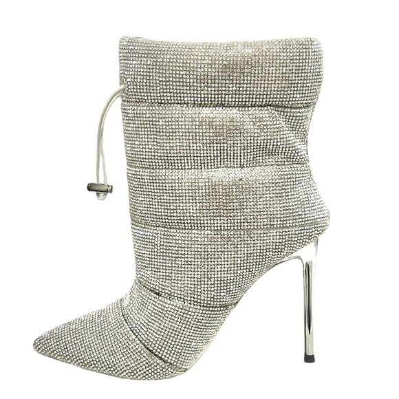 STEVE MADDEN CLOAK Women's Stiletto Heel Ankle Boots Dress Booties Silver - Picture 4 of 8